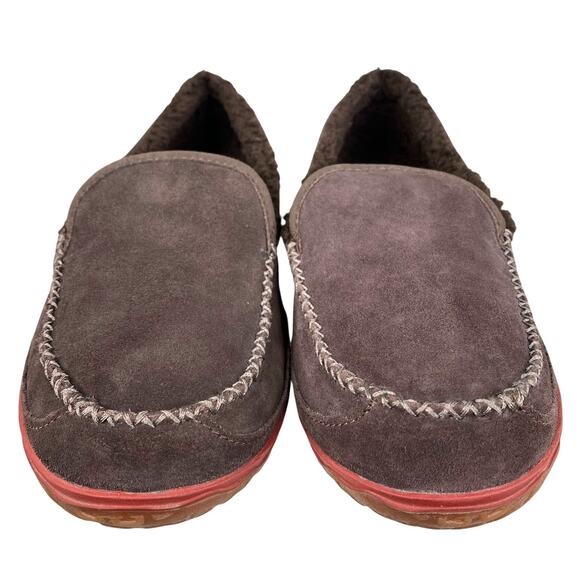 L.L. Bean Men’s Mountain Brown Suede Shearling Slippers Size US 10 - Picture 7 of 10